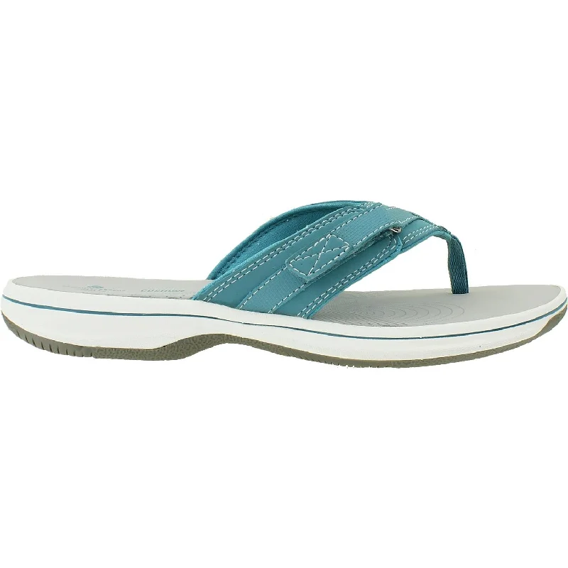 Men's sandals in a neutral color like black or brownWomen's Clarks Cloudsteppers Breeze Sea Aqua Synthetic