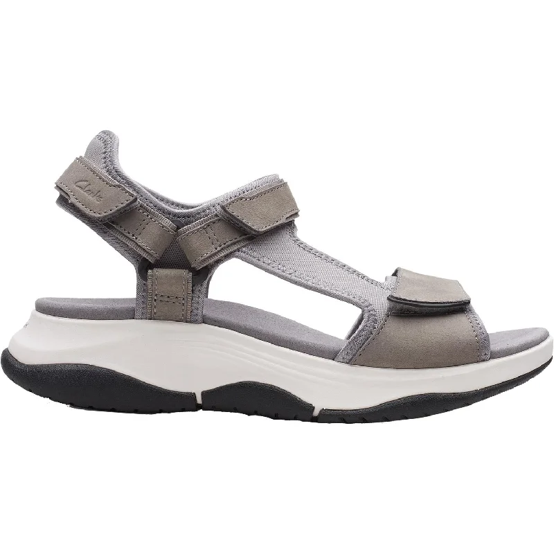 Men's sandals with a toe post designWomen's Clarks Wave 2.0 Skip Grey Combi Textile/Nubuck