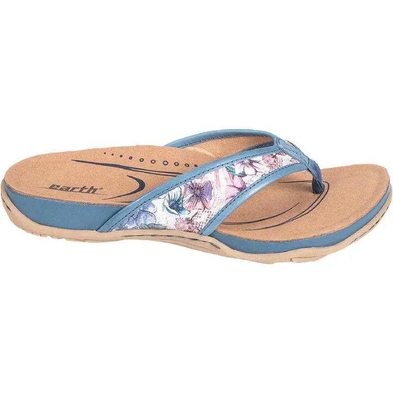 Men's sandals with a buckle closureWomen's Earth Maya Blue Floral Print Leather