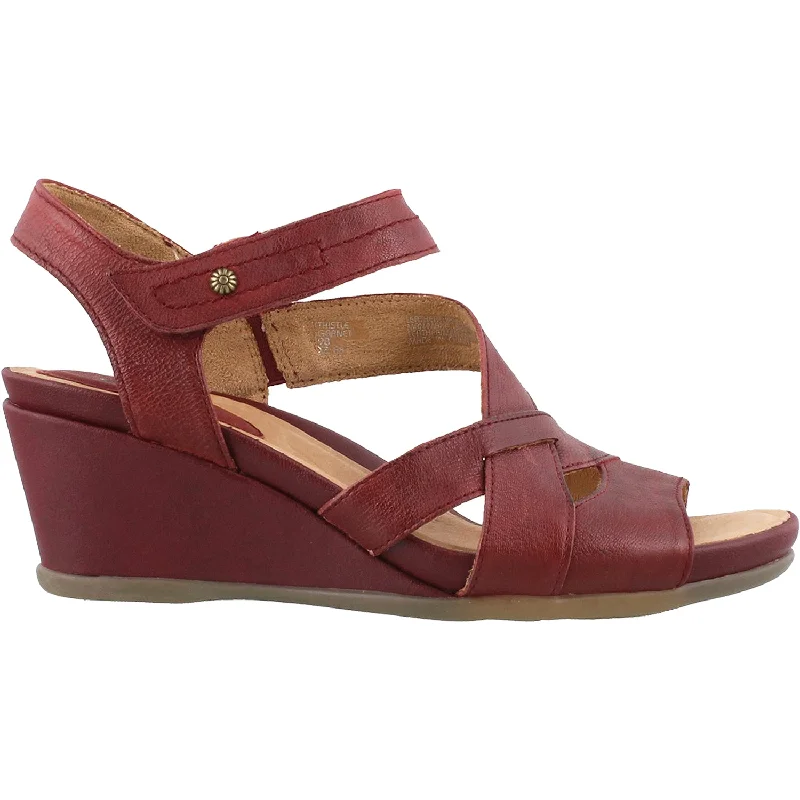 Men's sandals with a durable outer soleWomen's Earth Thistle Garnet Leather
