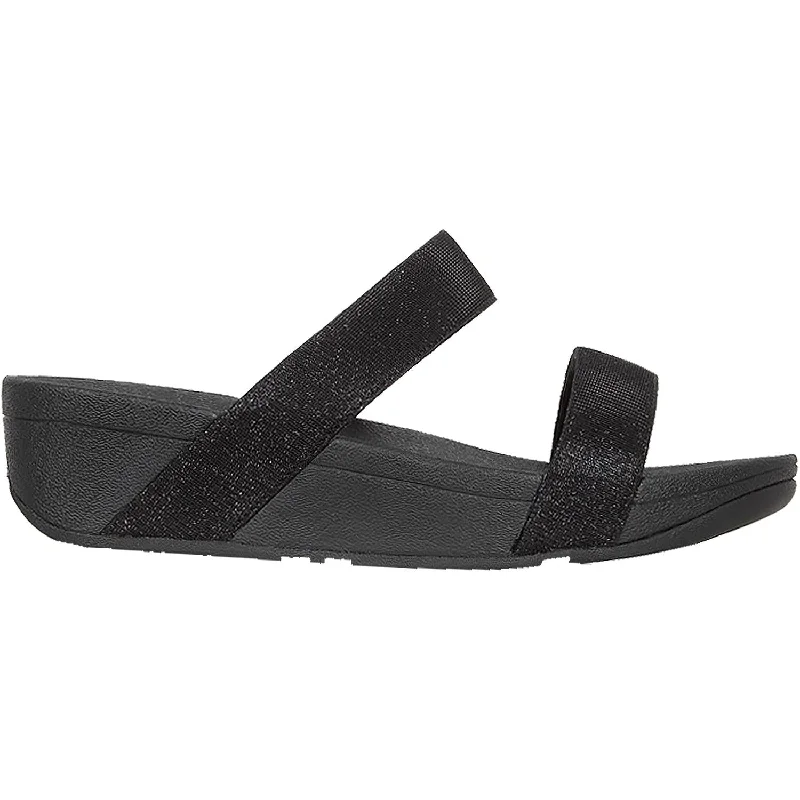 Men's sandals with a durable outer soleWomen's Fit Flop Lottie Glitzy Slide Black Fabric