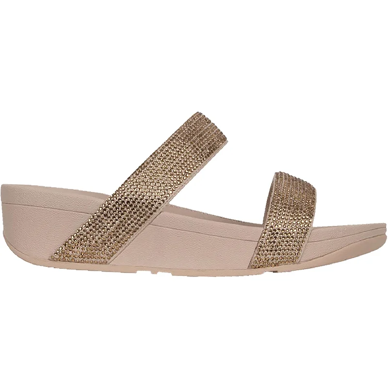 Men's sandals with a stretchy strap for a better fitWomen's Fit Flop Lottie Shimmercrystal Slide Gold Fabric