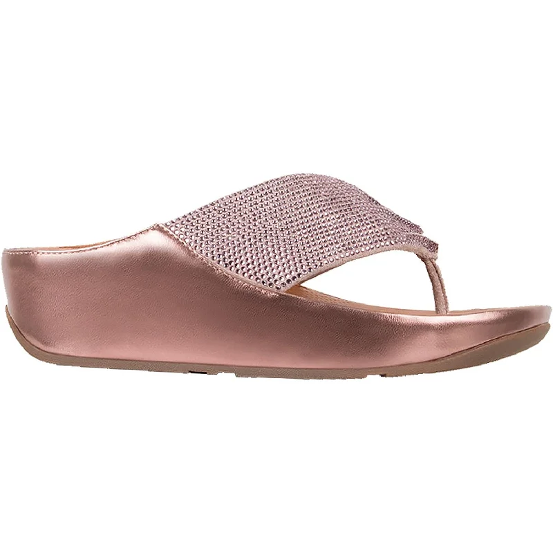 Men's sandals with a buckle closureWomen's Fit Flop Twiss Crystal Toe Post Pink Microfibre