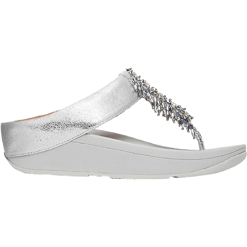 Men's sandals with a flexible sole for easy movementWomen's Fit Flop Velma Adorn Toe-Thong Silver Synthetic