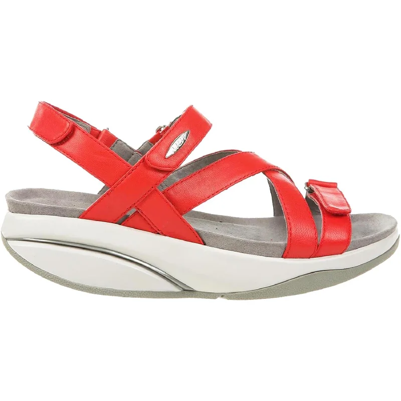 Men's sandals with a cushioned footbedWomen's MBT Kiburi Red Leather