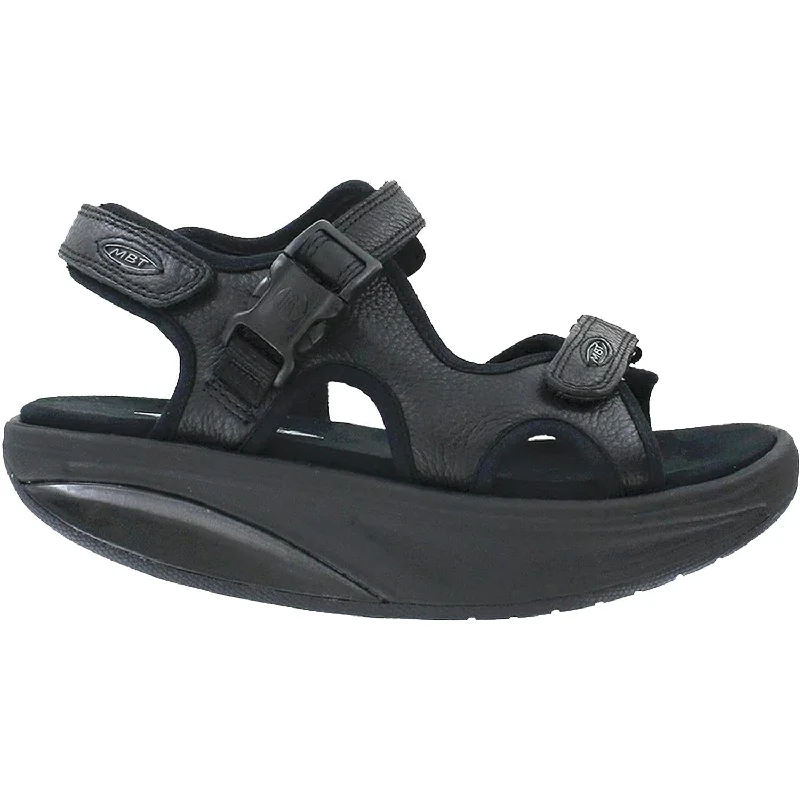 Men's sandals with a rubber sole for tractionWomen's MBT Kisumu 3S Black Leather