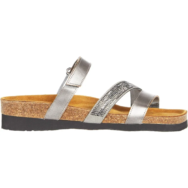 Men's sandals with a padded heelWomen's Naot Columbus Mirror/Grey Black Multi Rivets Leather