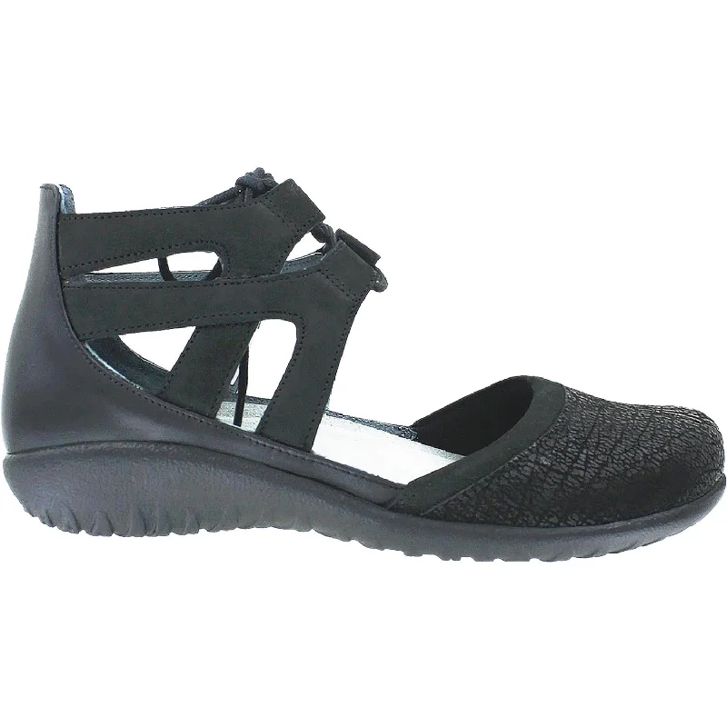 Men's leather sandals with an adjustable strapWomen's Naot Kata Black Leather/Nubuck
