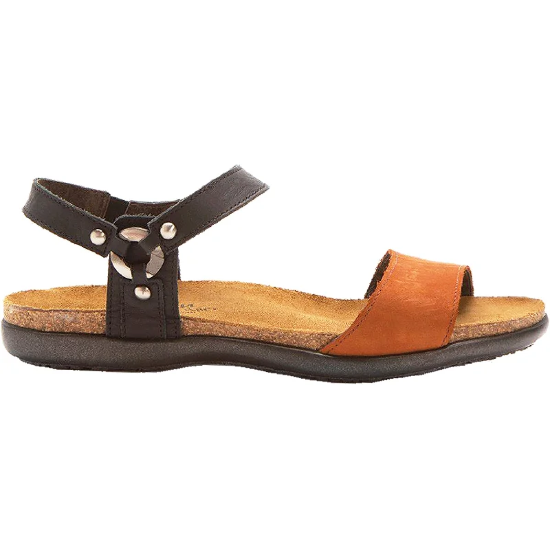 Men's sandals with a padded heelWomen's Naot Sabrina Jet Black Leather/Hawaiian Brown Nubuck