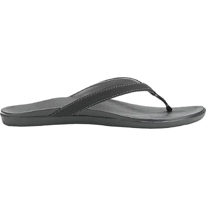Men's sandals with a leather lining for comfortWomen's OluKai Ho'opio Onyx/Onyx Synthetic