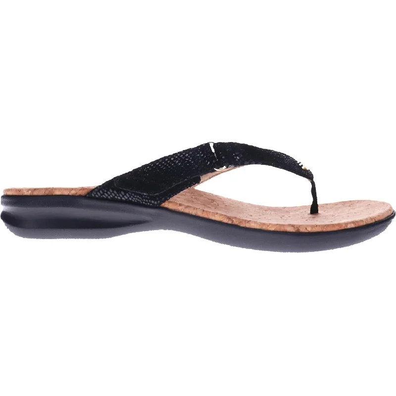 Men's sandals with a perforated leather upper for ventilationWomen's Revere Napoli Black Lizard Leather