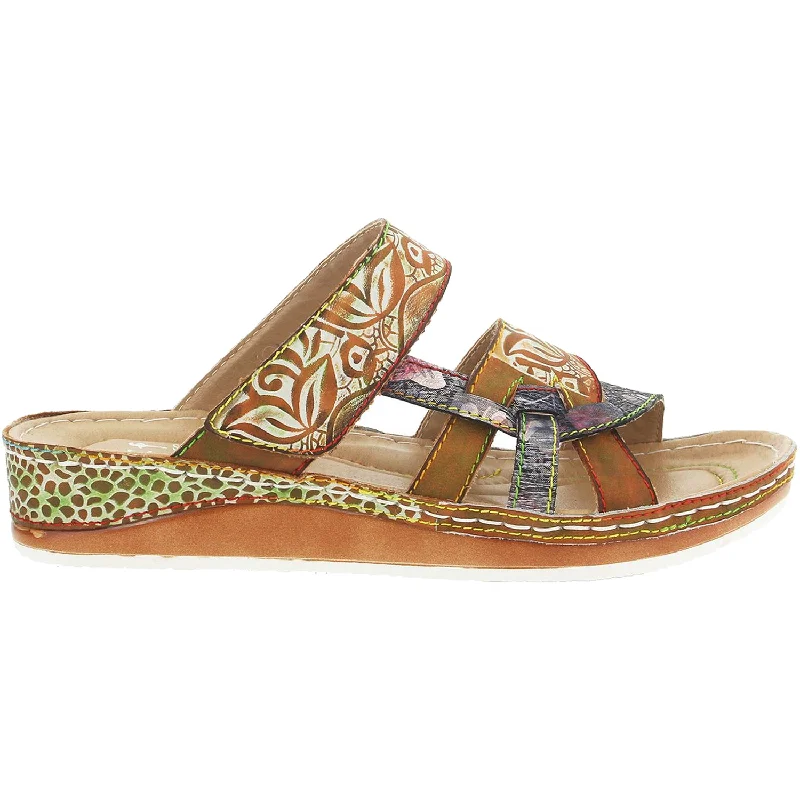 Men's sandals with a removable insole for cleaningWomen's L'Artiste by Spring Step Caiman Camel Multi Leather