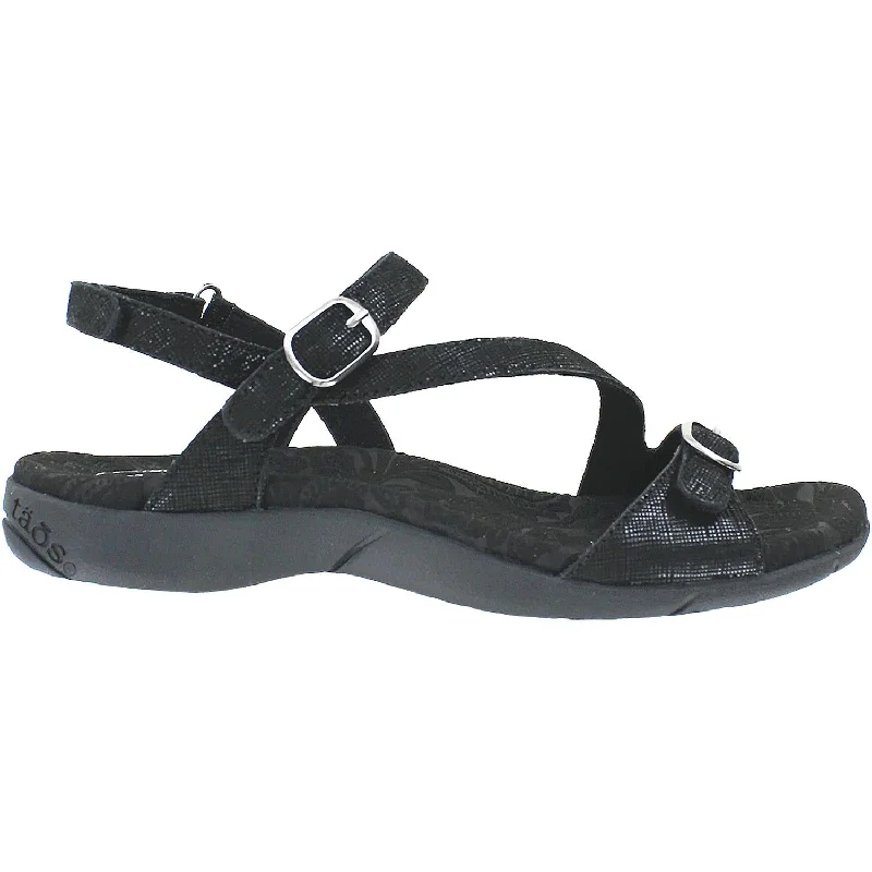 Men's sandals with a rubber sole for tractionWomen's Taos Beauty 2 Black Printed Leather