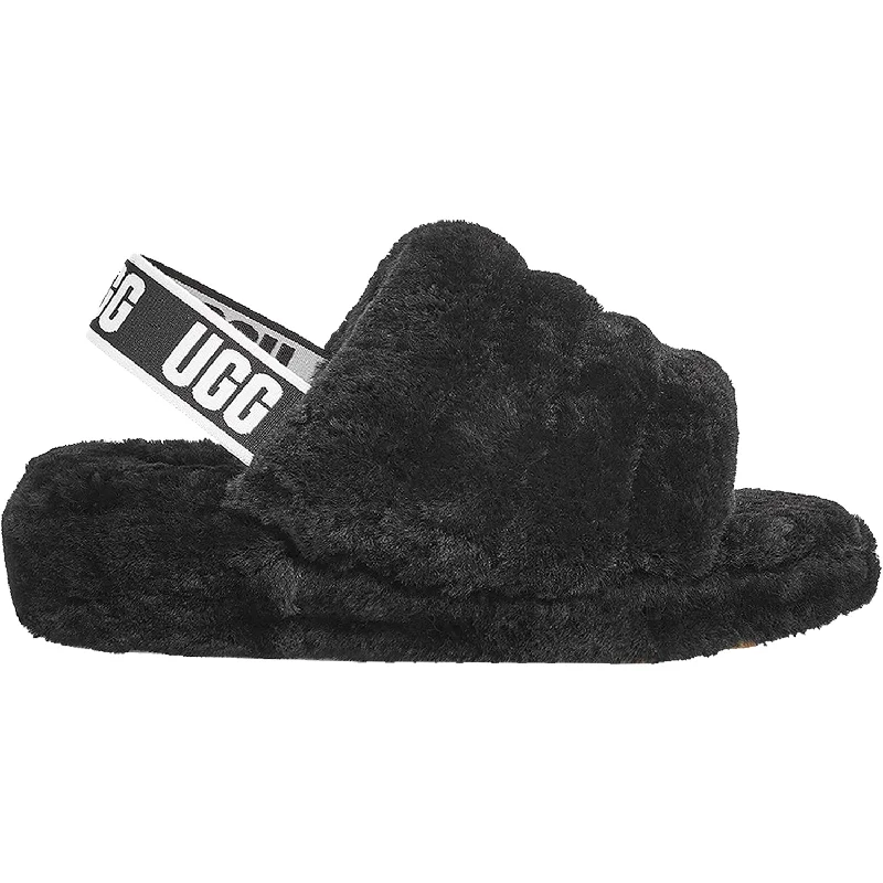 Men's sandals with a padded heelWomen's UGG Fluff Yeah Slide Black Sheepskin