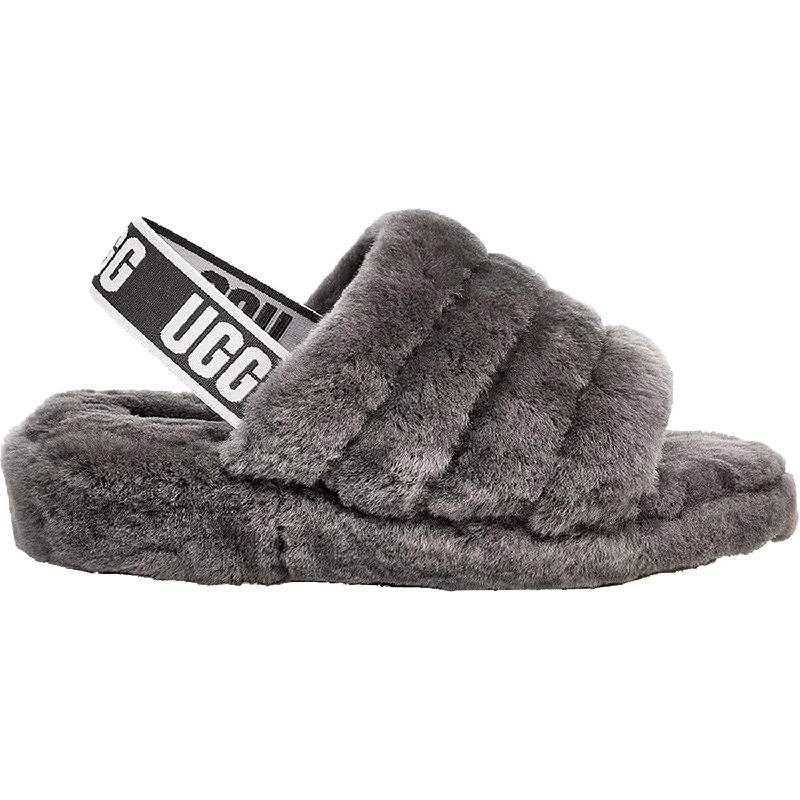 Men's sandals with a flexible sole for easy movementWomen's UGG Fluff Yeah Slide Charcoal Sheepskin
