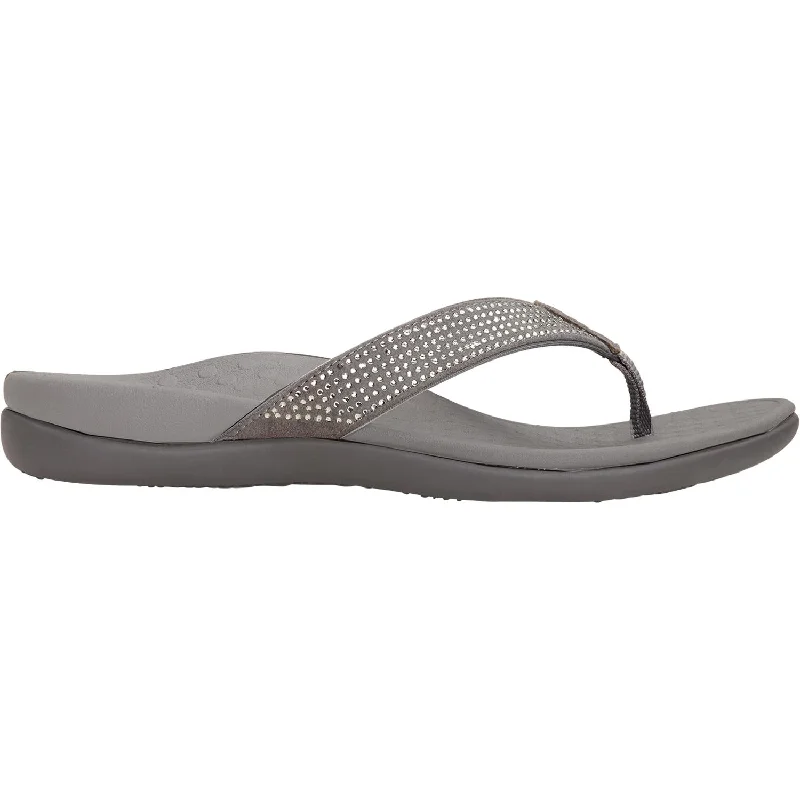 Men's sandals with a decorative buckle or charmWomen's Vionic Tide Rhinestones Pewter Suede