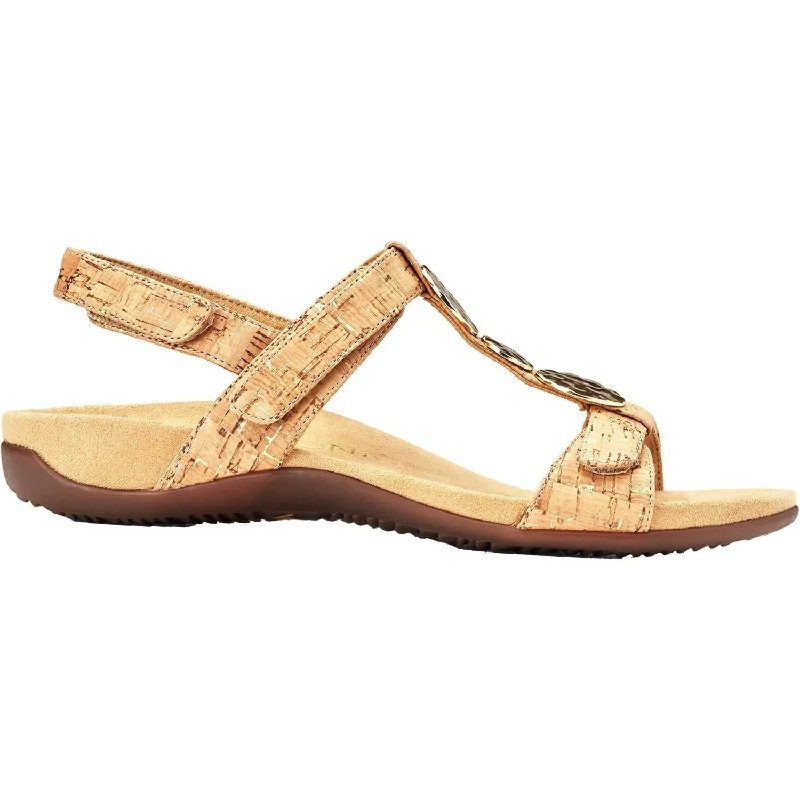 Men's sandals with a perforated leather upper for ventilationWomen's Vionic Farra Gold Cork