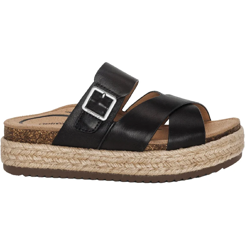 Men's sandals with a toe post designWomen's Aetrex Alyssa Black Leather