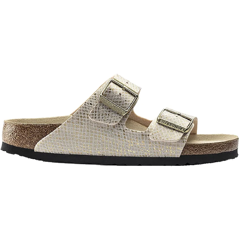 Men's sandals with a wide strap for supportWomen's Birkenstock Arizona Python Eggshell Microfiber