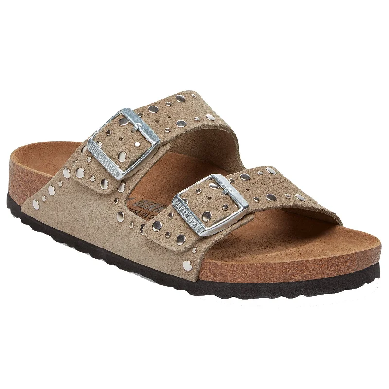 Men's sandals with a toe post designWomen's Birkenstock Arizona Rivets Taupe Suede