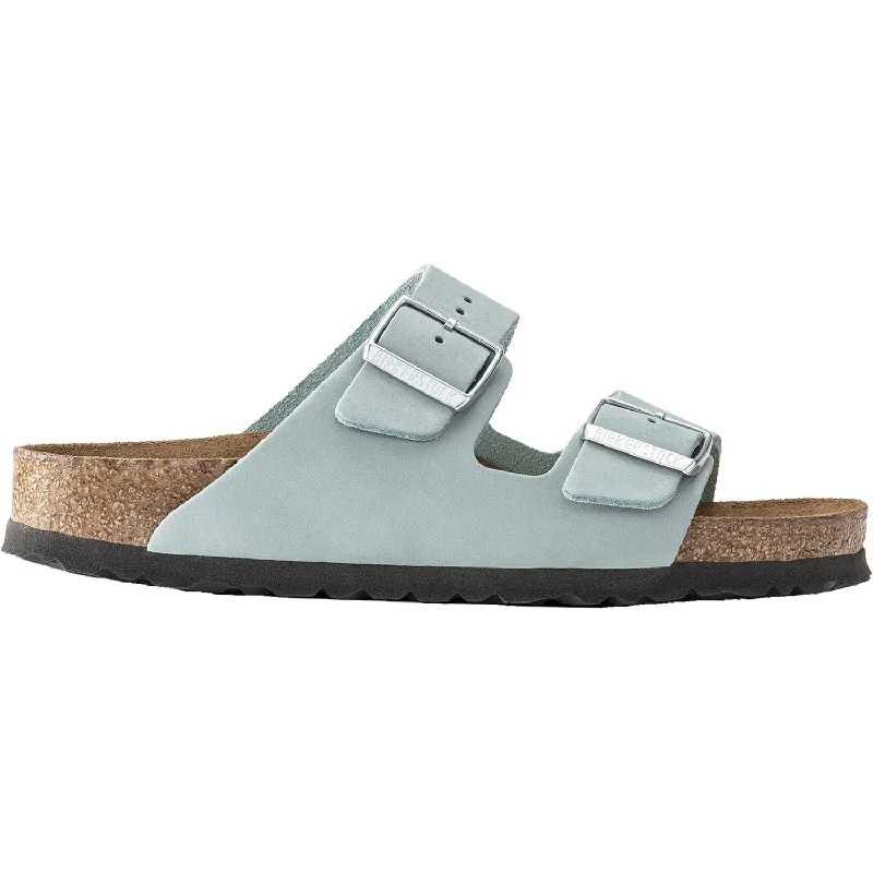 Men's sandals with a pointed toe for a stylish lookWomen's Birkenstock Arizona Soft Footbed Faded Aqua Nubuck