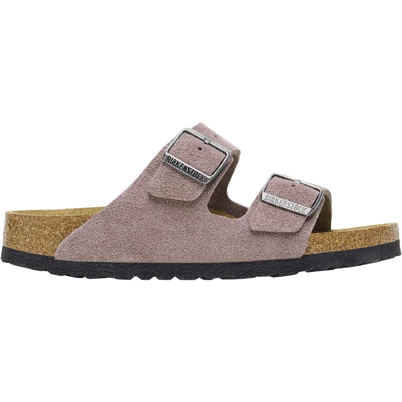 Men's sandals with a contrast stitching detailWomen's Birkenstock Arizona Soft Footbed Faded Purple Suede