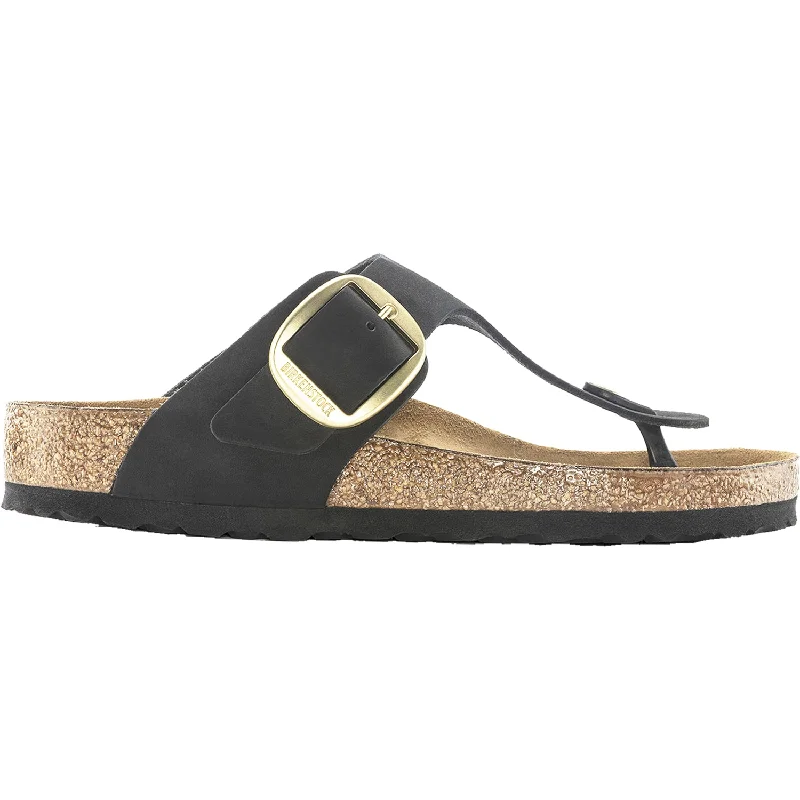 Men's sandals with a contrast stitching detailWomen's Birkenstock Gizeh Big Buckle Black Nubuck