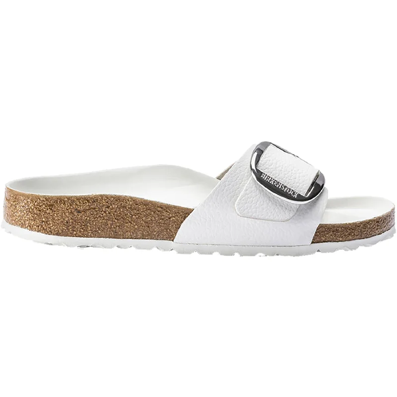 Men's sandals with a rubber sole for tractionWomen's Birkenstock Madrid Big Buckle White Leather