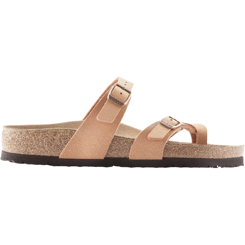 Men's sandals with a decorative buckle or charmWomen's Birkenstock Mayari Vegan Earthy Pecan Birkibuc
