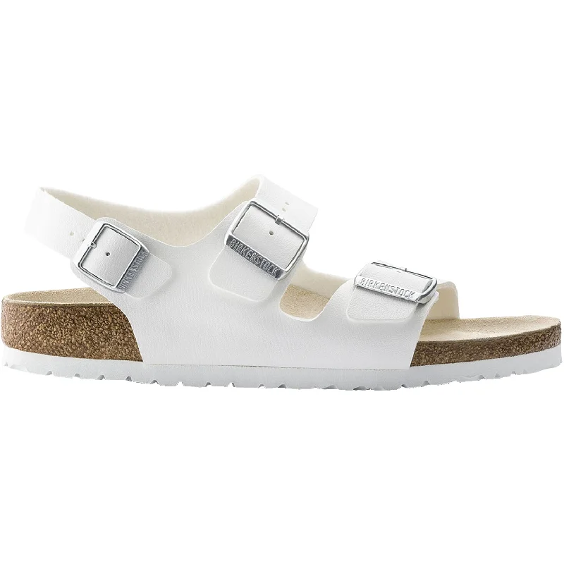 Men's sandals with a toe post designWomen's Birkenstock Milano White Birko-Flor