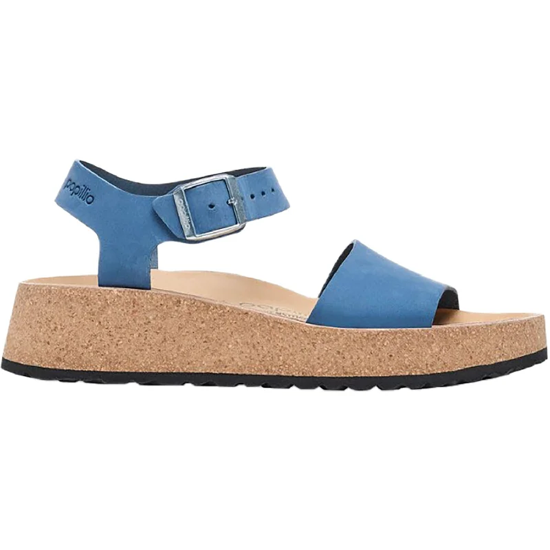 Men's sandals with a perforated leather upper for ventilationWomen's Birkenstock Papillio Glenda Elemental Blue Nubuck