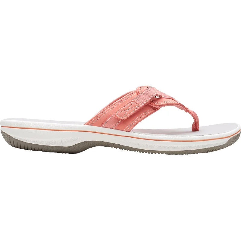 Men's sandals with a perforated leather upper for ventilationWomen's Clarks Cloudsteppers Breeze Sea Coral Synthetic