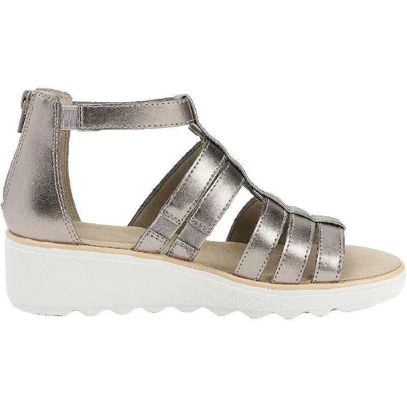 Men's sandals with a padded heelWomen's Clarks Jillian Nina Pewter Leather