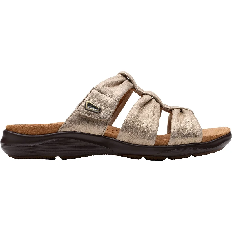 Men's sandals with a padded heelWomen's Clarks Kitly Slide Metallic Leather