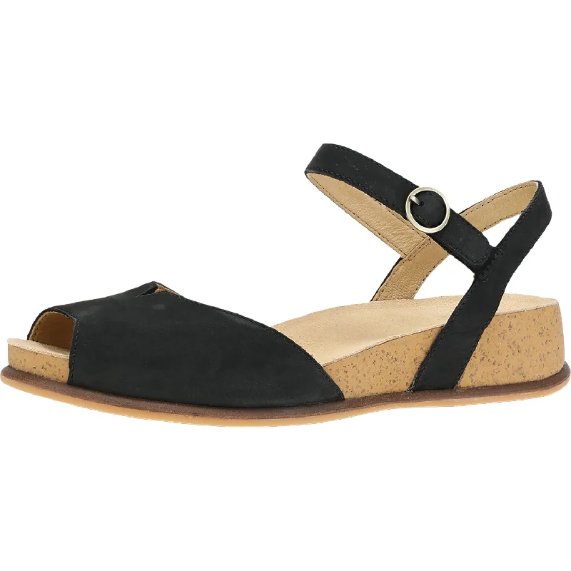 Men's sandals with a wide strap for supportWomen's Dansko Cass Black Milled Nubuck