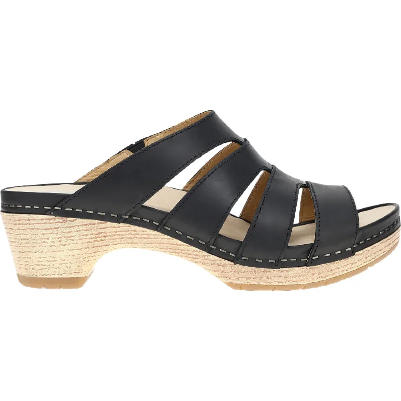 Men's sandals with a padded heelWomen's Dansko Lyndi Black Oiled Pull Up Leather