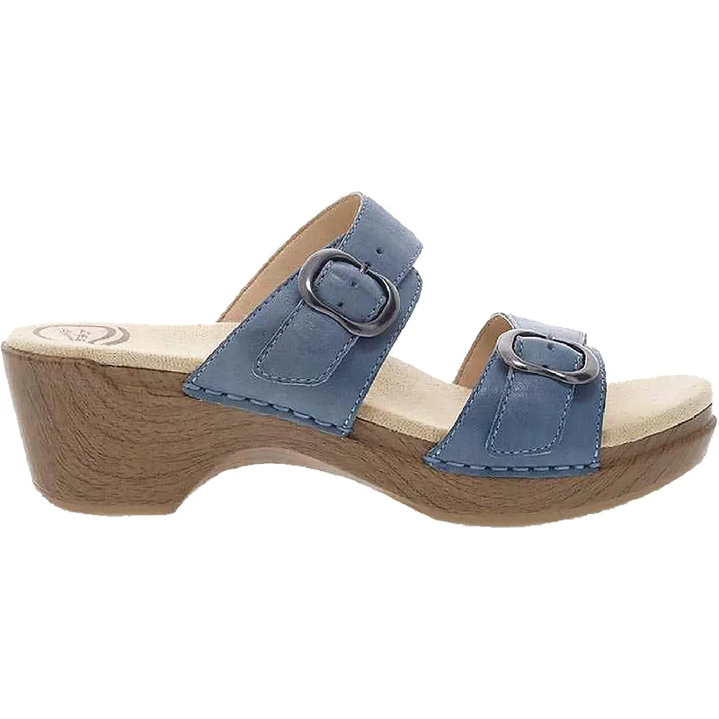 Men's sandals with a flexible sole for easy movementWomen's Dansko Sophie Blue Burnished Milled Leather