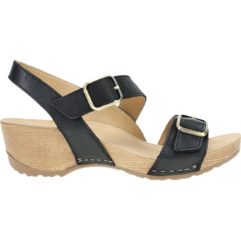 Men's sandals with a perforated leather upper for ventilationWomen's Dansko Trinity Black Burnished Nubuck