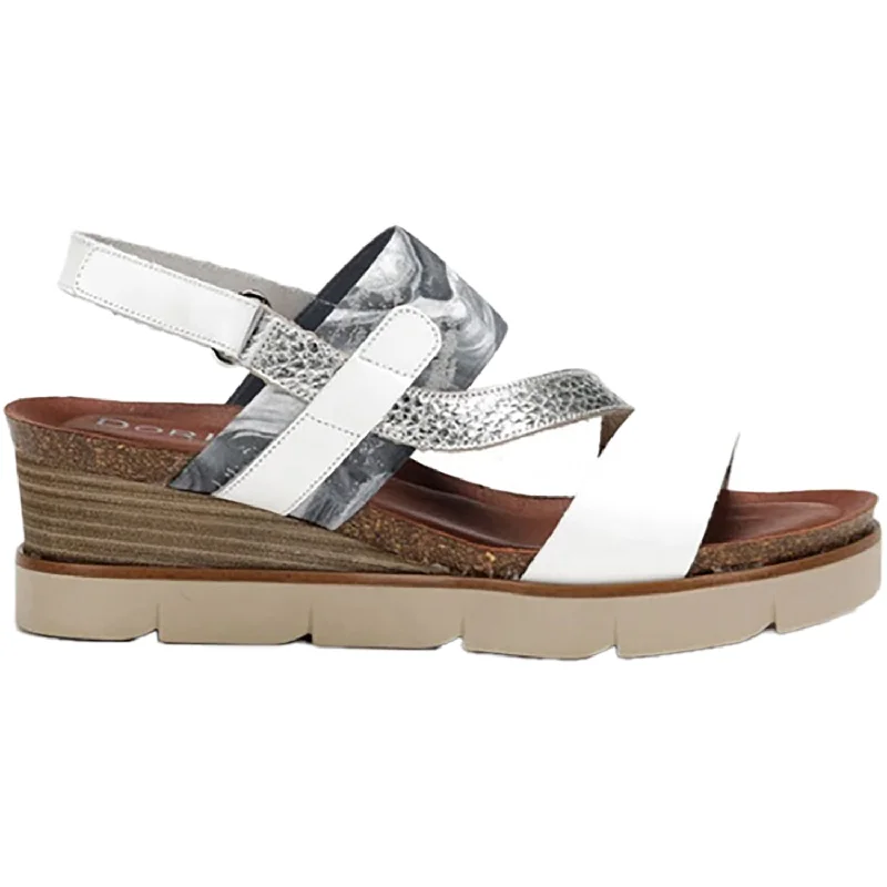 Men's sandals with a decorative buckle or charmWomen's Dorking Agnes D8786 White Leather