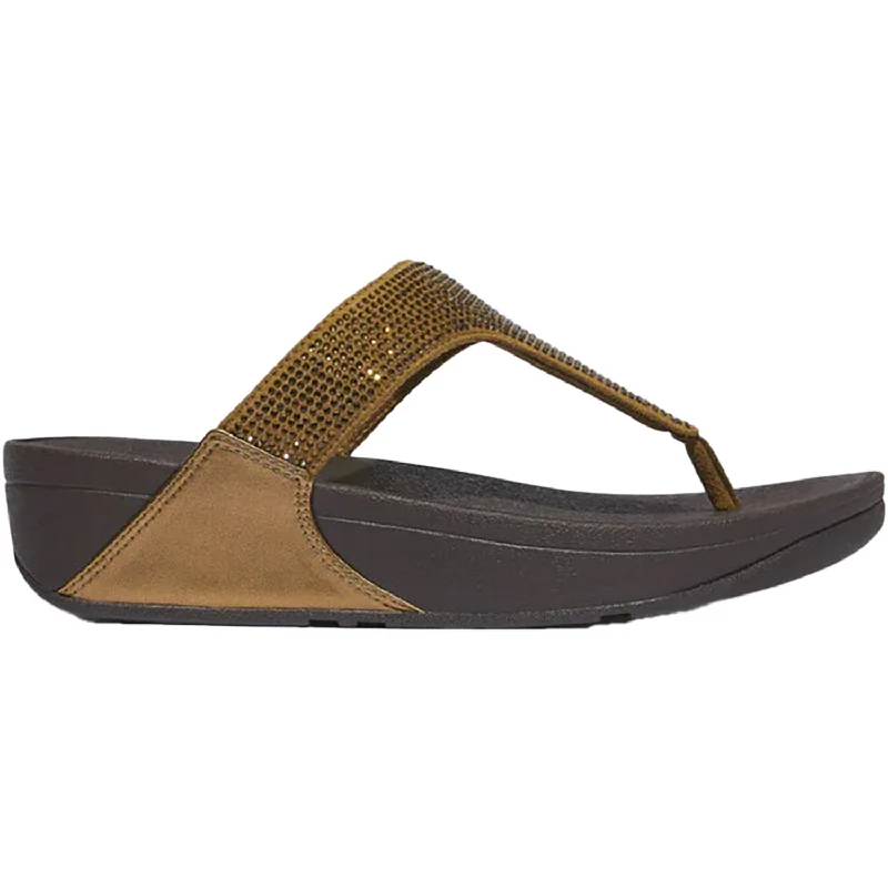 Men's sandals with a pointed toe for a stylish lookWomen's Fit Flop Lulu Crystal Embellished Toe Post Bronze Synthetic