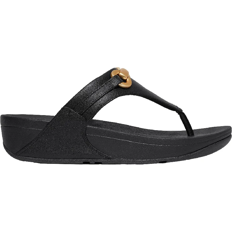 Men's sandals with a wide strap for supportWomen's FitFlop LuLu Chunky Snaffle Toe Post Black Leather