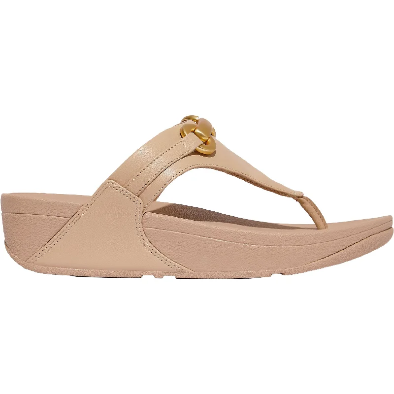 Men's sandals with a rubber sole for tractionWomen's FitFlop LuLu Chunky Snaffle Toe Post Classic Beige Leather