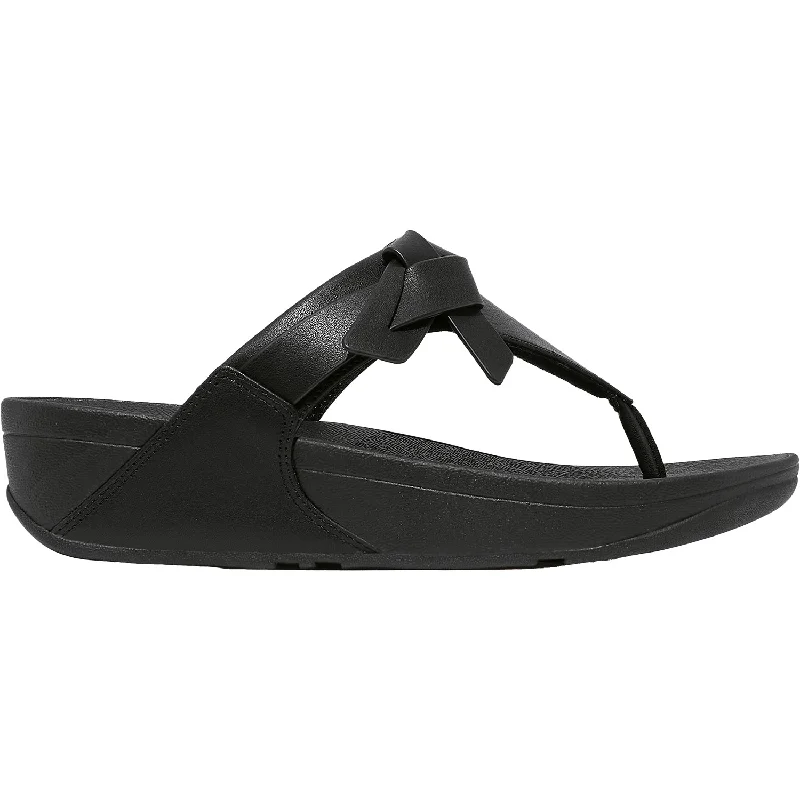 Men's sandals with a perforated leather upper for ventilationWomen's FitFlop LuLu Folded Knot Toe Post Sandal Black Leather