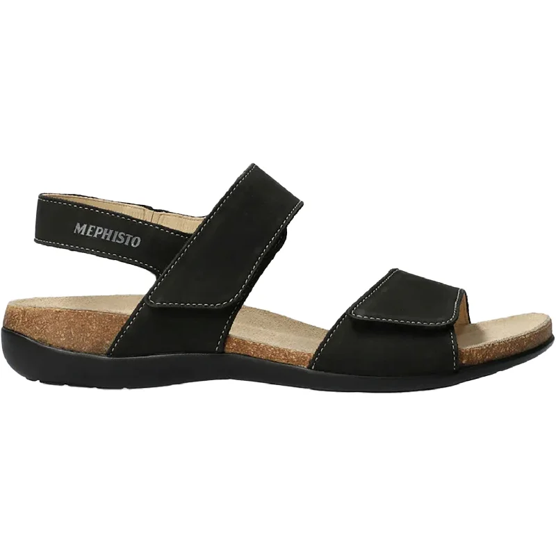Men's sandals with a wide strap for supportWome'ns Mephisto Agave Black Bucksoft Leather