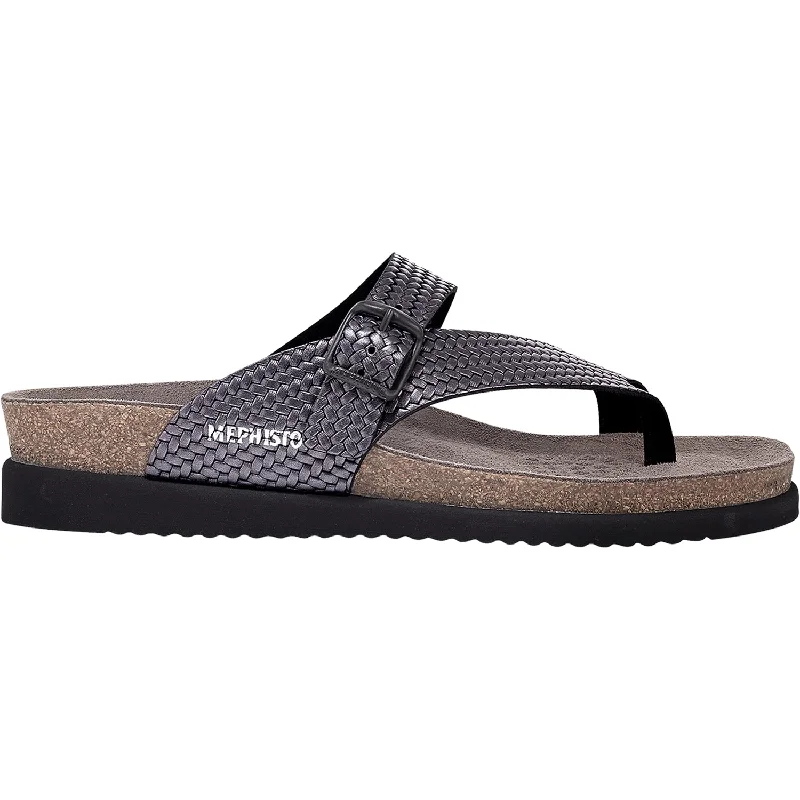 Men's sandals with a stretchy strap for a better fitWomen's Mephisto Helen Plus Grey Twist Leather