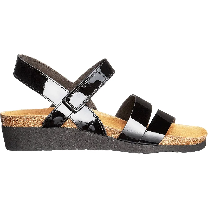 Men's sandals with a durable outer soleWomen's Naot Kayla Black Patent Leather