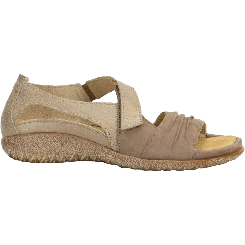 Men's sandals with a cushioned footbedWomen's Naot Papaki Stone Nubuck/Beige Lizard Leather