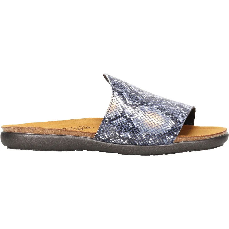 Men's leather sandals with an adjustable strapWomen's Naot Skylar Navy Python Leather
