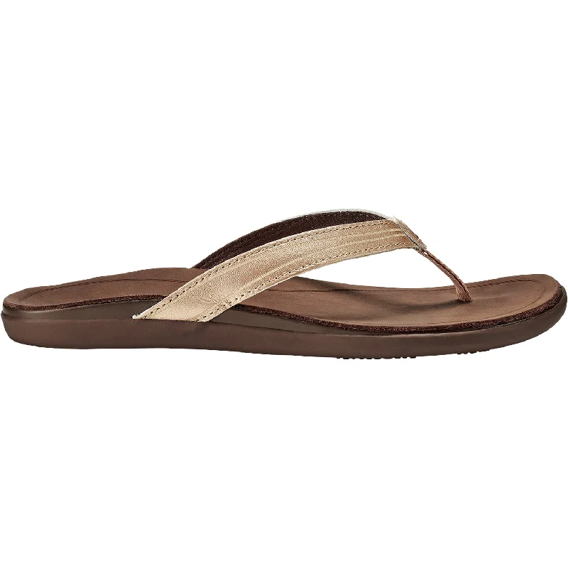 Waterproof men's sandals for water activitiesWomen's OluKai Aukai Copper/Dark Java Leather