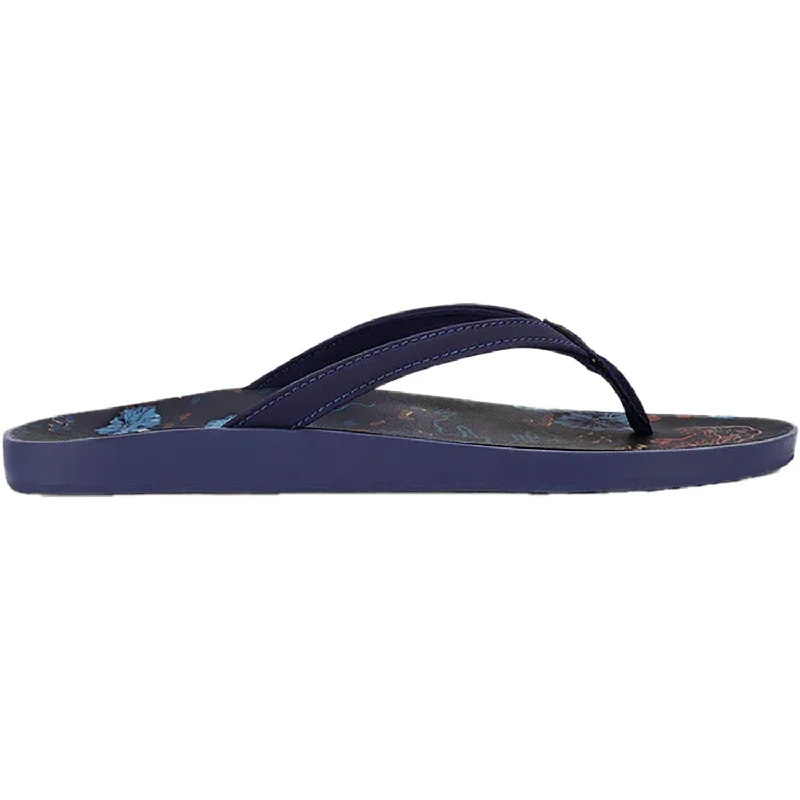 Men's sandals with a padded heelWomen's OluKai Puawe Midnight Navy/Barrier Reef Synthetic